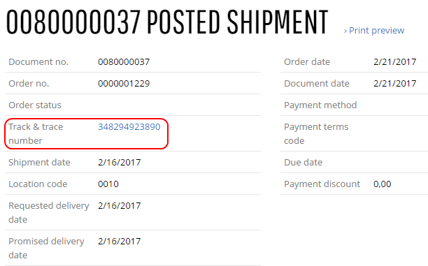 Tracking number standard delivery