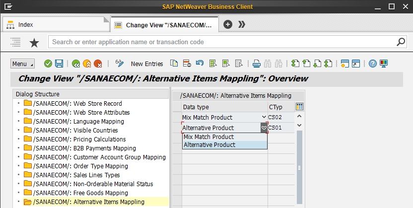 Alternative Items Mapping